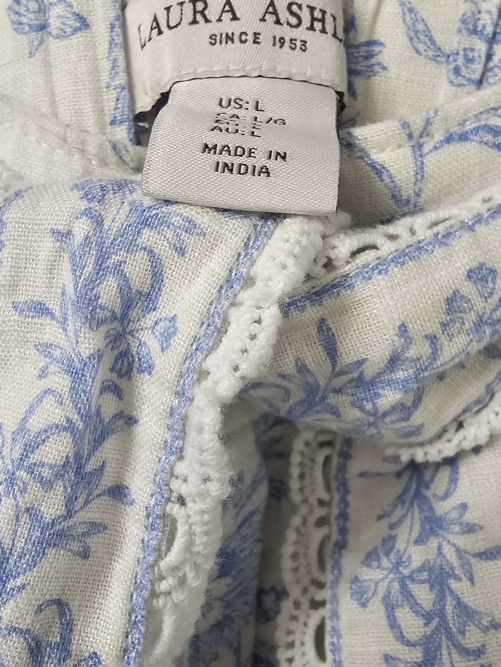 Laura Ashley Blue Floral High-Waist Tie-Belt Shorts - Picture 3 of 4